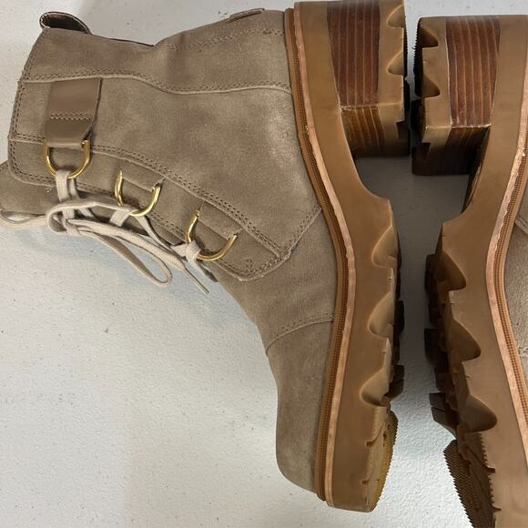 Sorel Joan Boots Women's Size 10 Tan Leather Suede Combat Waterproof Now Lace - Picture 11 of 14